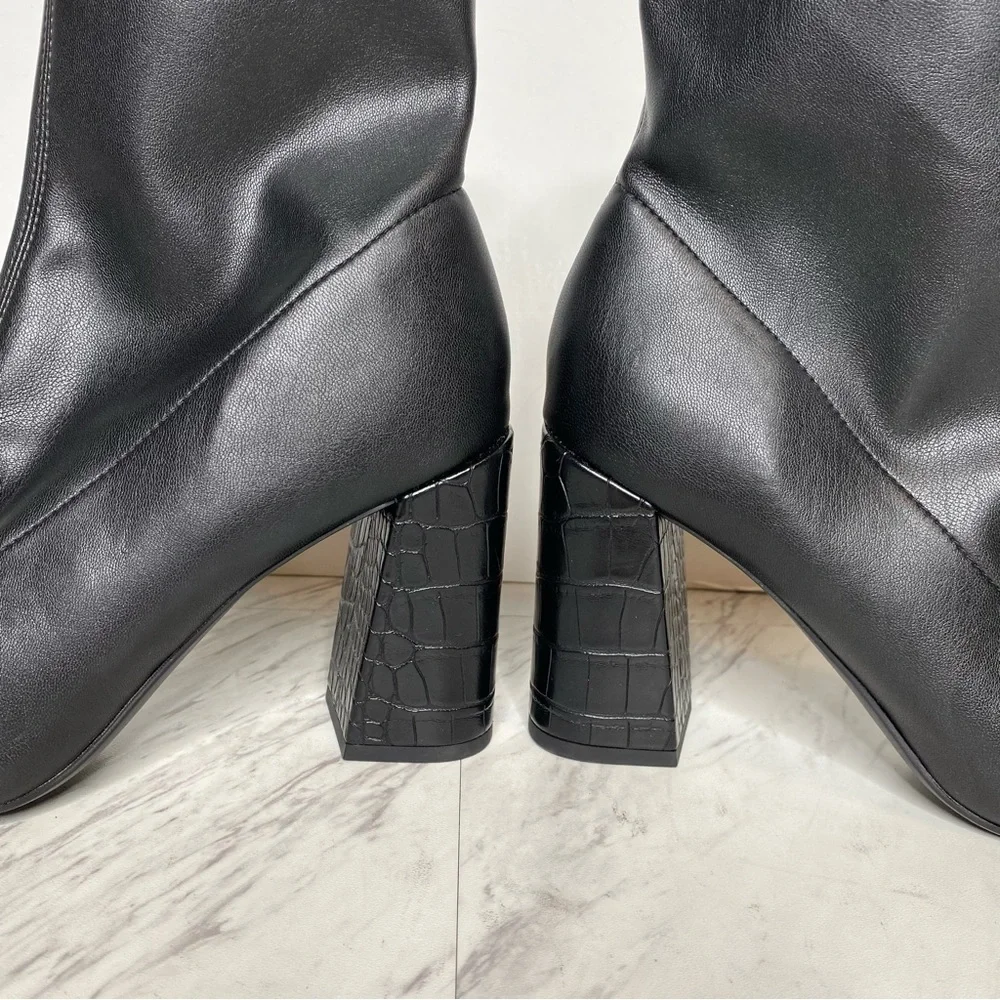 New! Franco Sarto Harmond Black Faux Leather Bootie 8 1/2 W